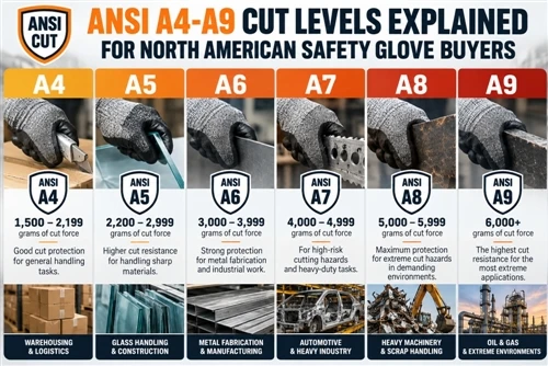 ANSI A4-A9 Cut Levels Explained for North American Safety Glove Buyers