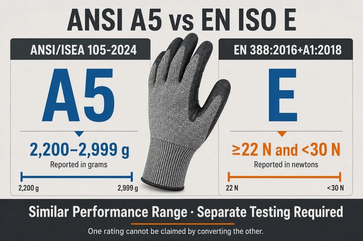 ANSI A5 vs EN ISO E ANSI A5 vs EN ISO E